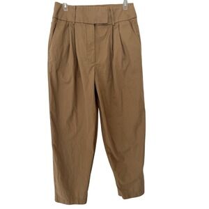 Anthropologie Exquise Lagenlook Barrel Leg Chino Pants Khaki Cotton - SMALL